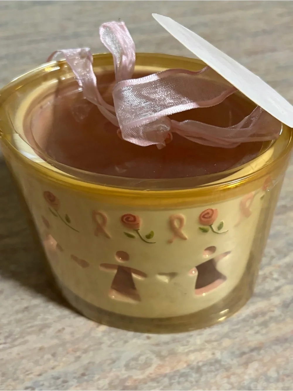 NWT Wax Accessories Pink Ribbon Decorative Candle for Cancer Awareness